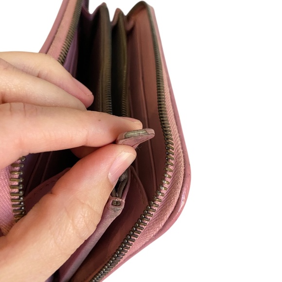 Authentic Bottega Veneta Intrecciato Leather Zip-Around Long Wallet - Pink Mauve - Picture 13 of 15